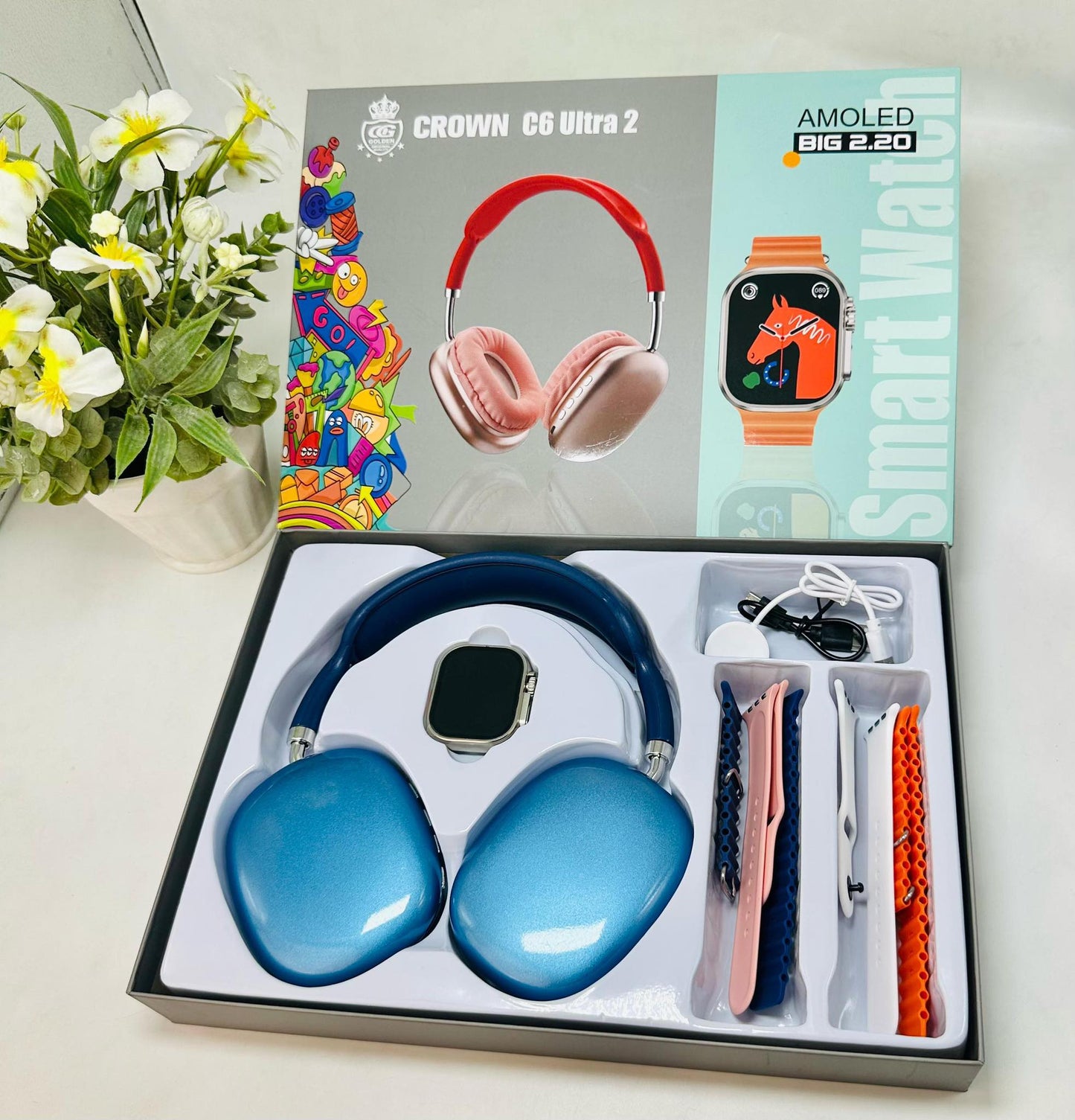 Crown C6 ULTRA 2 Smartwatch with Headphones | 2.20" AMOLED Display | Bluetooth Calling | | C6 Ultra Smart Watch | C6 Smartwatch for Men & Women | Crown C6 Ultra 2 Watch